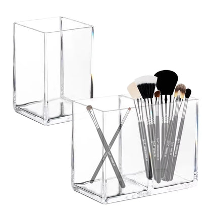 Cotton Swab Organizer Storage Bamboo Cover Acrylic round Organizer Makeup Storage Box Container Organizadores צמר גפן אחסון