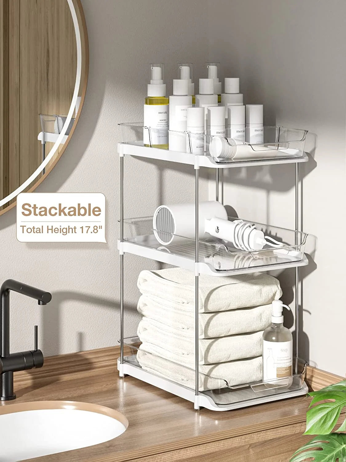 Organizador Deslizante para Debaixo do Lavatório – Conjunto de 2 com 2 Níveis