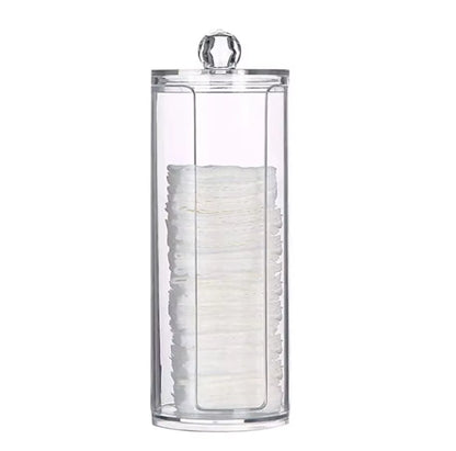 Cotton Swab Organizer Storage Bamboo Cover Acrylic round Organizer Makeup Storage Box Container Organizadores צמר גפן אחסון