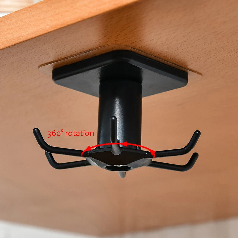 Organizador Rotativo para Armários de Cozinha – Suporte Multiusos com Ganchos