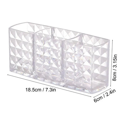 Premium Glass Makeup Brush Organizer with Gold Rim Cosmetic Brush Holder for Lipstick Eyeliners Waterproof Dustproof Storage Box