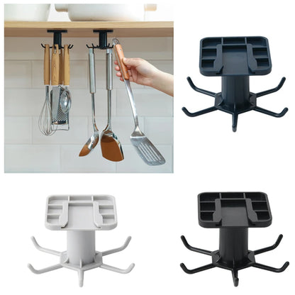 Organizador Rotativo para Armários de Cozinha – Suporte Multiusos com Ganchos