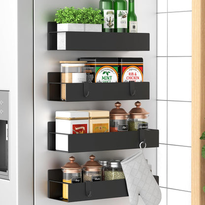 Organizador Magnético para Especiarias – Conjunto de 4 Prateleiras Metálicas para Frigorífico