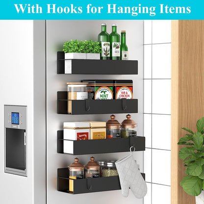 Organizador Magnético para Especiarias – Conjunto de 4 Prateleiras Metálicas para Frigorífico