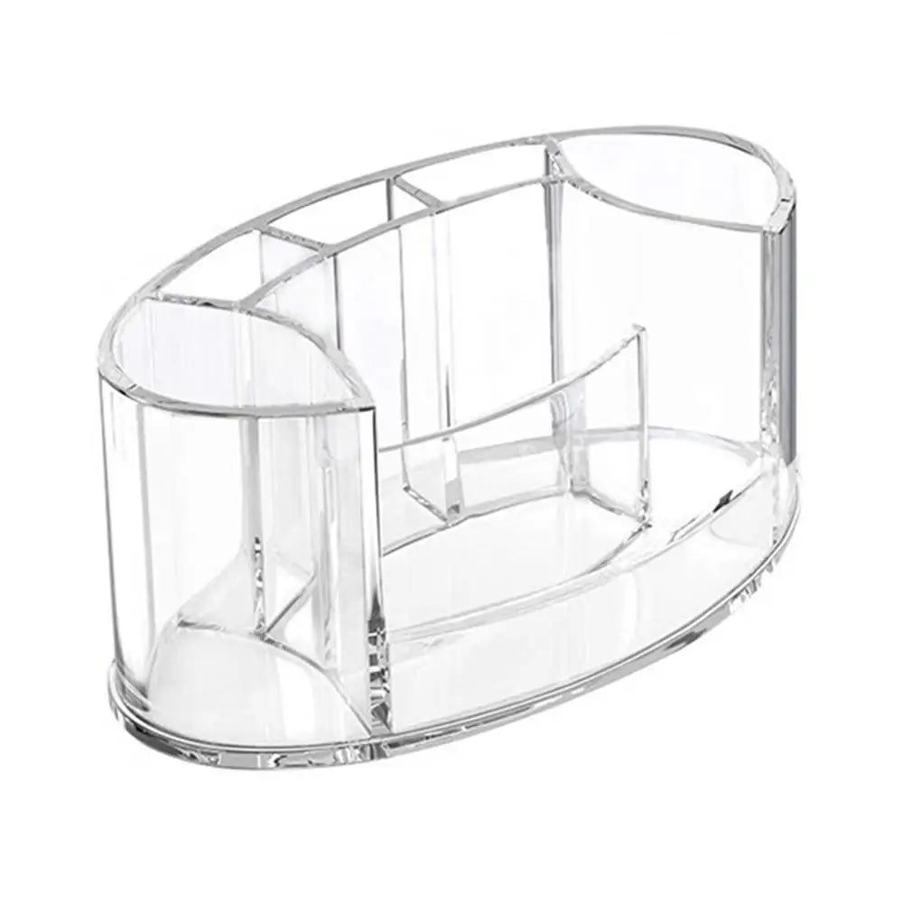 Premium Glass Makeup Brush Organizer with Gold Rim Cosmetic Brush Holder for Lipstick Eyeliners Waterproof Dustproof Storage Box