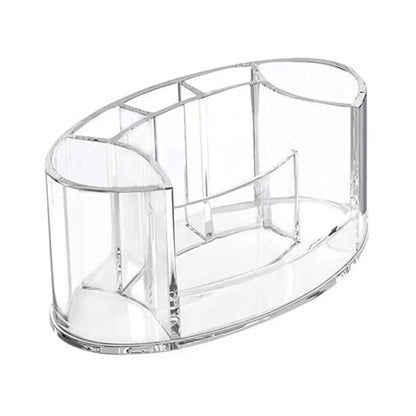 Premium Glass Makeup Brush Organizer with Gold Rim Cosmetic Brush Holder for Lipstick Eyeliners Waterproof Dustproof Storage Box