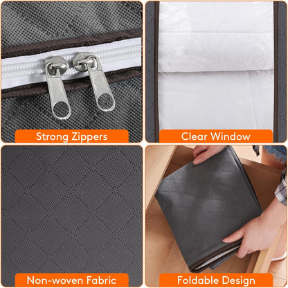 Caixas de Arrumação Dobráveis 100L – Conjunto de 3 com Tampa e Janela Transparente