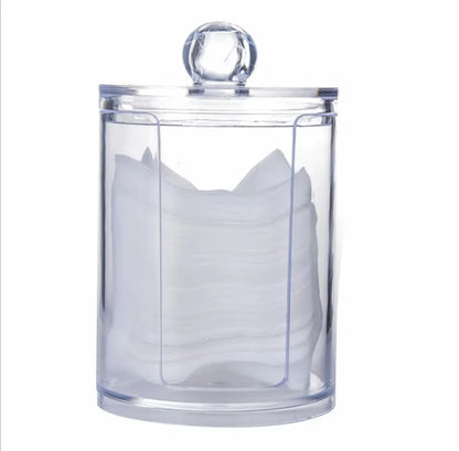 Cotton Swab Organizer Storage Bamboo Cover Acrylic round Organizer Makeup Storage Box Container Organizadores צמר גפן אחסון