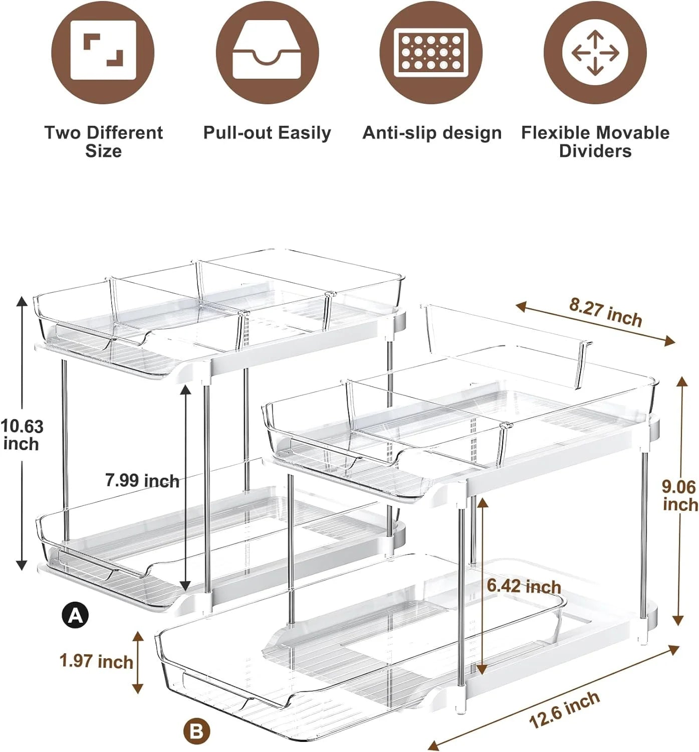 Organizador Deslizante para Debaixo do Lavatório – Conjunto de 2 com 2 Níveis